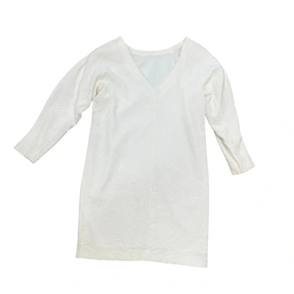 Selected Femme White Mini Textured Dress With Balloon Sleeves | Size  Small - Picture 7 of 12